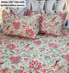 Pure cotton super king size bedsheet with 2 pillow covers