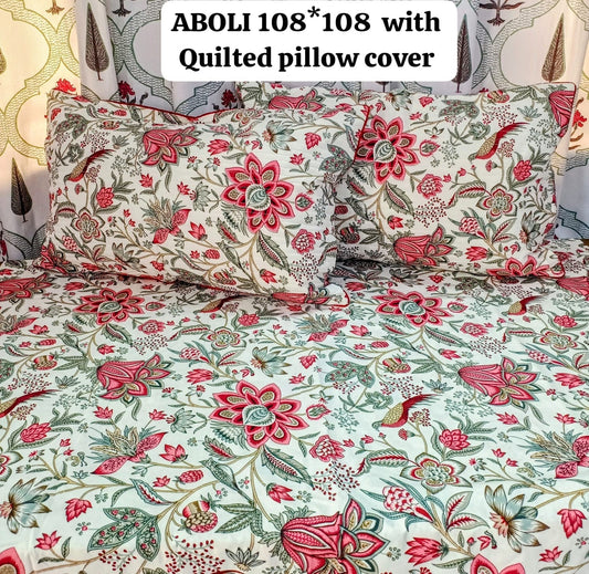 Pure cotton super king size bedsheet with 2 pillow covers