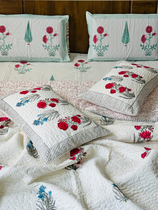 HANDBLOCK JAIPURI PRINTED 6 PCS COMFORTER SET