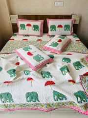 HANDBLOCK JAIPURI PRINTED 6 PCS COMFORTER SET