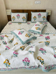 HANDBLOCK JAIPURI PRINTED 6 PCS COMFORTER SET