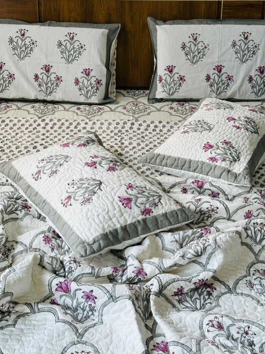 HANDBLOCK JAIPURI PRINTED 6 PCS COMFORTER SET
