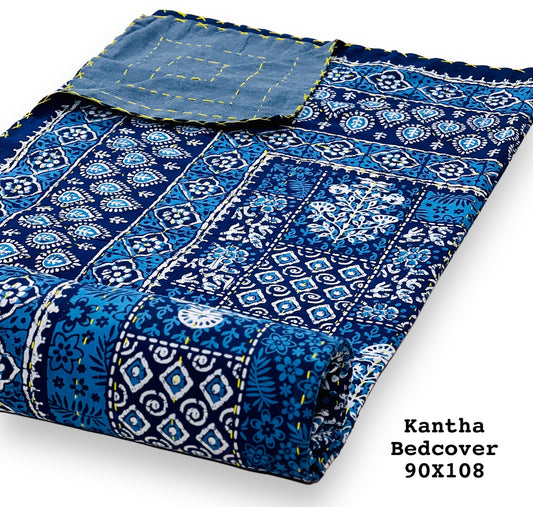 Jaipuri Printed Double Bed Size Kantha Work Bedcover