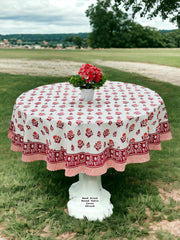 Premium Hand Block Sanganeri Printed Round Table Cover for 4 Seater