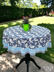 Premium Hand Block Sanganeri Printed Round Table Cover for 4 Seater