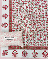 *Pure Hand Block Jumbo King Size Cotton Bedsheets with 2 Zipped Reversable Pillow Covers*✨