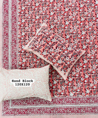 *Pure Hand Block Jumbo King Size Cotton Bedsheets with 2 Zipped Reversable Pillow Covers*✨