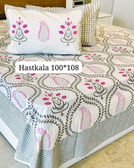 King Size Handlook Bedsheets with 2 Pillow Covers
