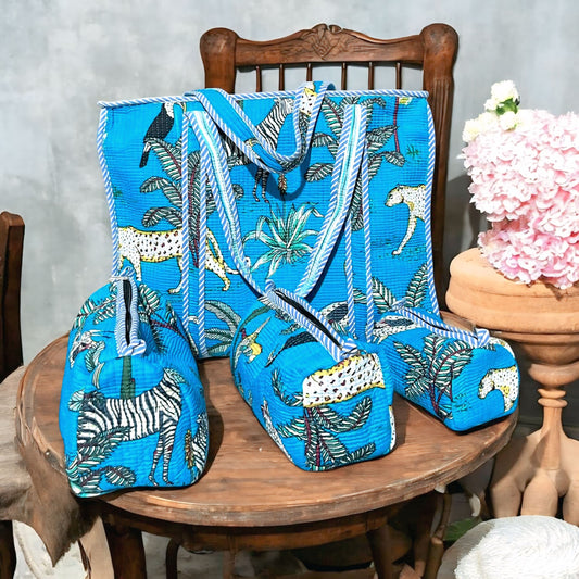 The quilted Tote bag and Pouches combo set