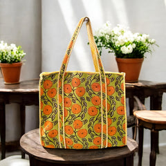 HANDMADE QUILTED TOTE BAG With Free utility pouch 1-Peice FREE-FREE -FREE