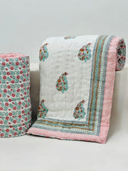 PREMIUM JAIPURI HAND BLOCK DOUBLE BED HAND QUILT ( RAZAI ) 90X108