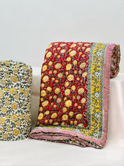 PREMIUM JAIPURI HAND BLOCK DOUBLE BED HAND QUILT ( RAZAI ) 90X108