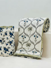 PREMIUM JAIPURI HAND BLOCK DOUBLE BED HAND QUILT ( RAZAI ) 90X108