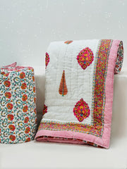 PREMIUM JAIPURI HAND BLOCK DOUBLE BED HAND QUILT ( RAZAI ) 90X108