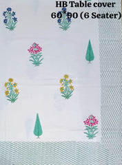 Handblock printed Casemate Dinning Table cover for 6 Seater