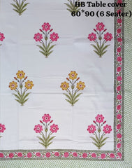Handblock printed Casemate Dinning Table cover for 6 Seater