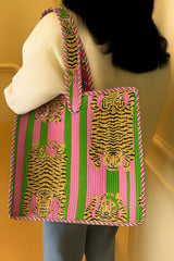 HANDMADE QUILTED TOTE BAG 13 by 13 inches