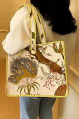 HANDMADE QUILTED TOTE BAG 13 by 13 inches