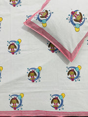 *👶Specially Kids Print Premium Hand block single bedsheet with 1 pillow cover👶*