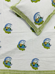 *👶Specially Kids Print Premium Hand block single bedsheet with 1 pillow cover👶*