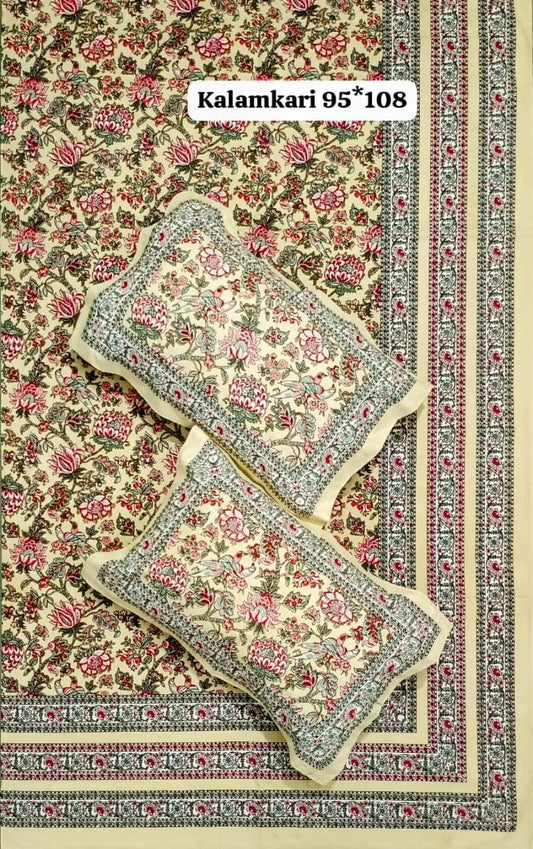 King Size Pure Cotton Bedsheets with 2 Pillow Covers