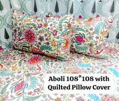 Pure cotton super king size bedsheet with 2 pillow covers