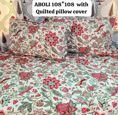 Pure cotton super king size bedsheet with 2 pillow covers