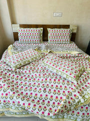 HANDBLOCK JAIPURI PRINTED 6 PCS COMFORTER SET