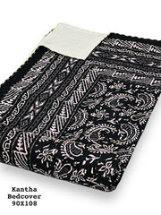 Jaipuri Printed Double Bed Size Kantha Work Bedcover ( 2 Layer )