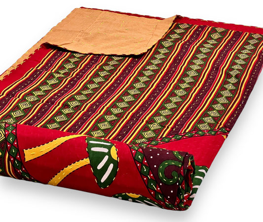 Jaipuri Printed Double Bed Size Kantha Work Bedcover