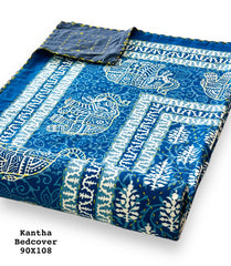 Jaipuri Printed Double Bed Size Kantha Work Bedcover
