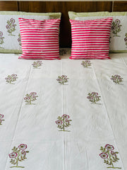 Launching New Handblock king size Bedsheet with 2 Pillow Cover & 2 Cushion Covers