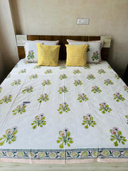 Launching New Handblock king size Bedsheet with 2 Pillow Cover & 2 Cushion Covers