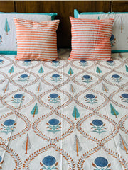 Launching New Handblock king size Bedsheet with 2 Pillow Cover & 2 Cushion Covers