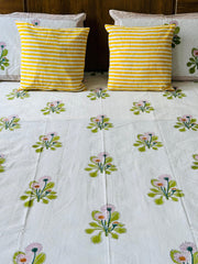 Launching New Handblock king size Bedsheet with 2 Pillow Cover & 2 Cushion Covers