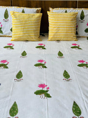 Launching New Handblock king size Bedsheet with 2 Pillow Cover & 2 Cushion Covers