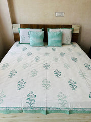 Launching New Handblock king size Bedsheet with 2 Pillow Cover & 2 Cushion Covers