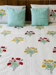 Launching New Handblock king size Bedsheet with 2 Pillow Cover & 2 Cushion Covers