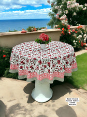 Premium Hand Block Sanganeri Printed Round Table Cover for 4 Seater