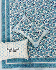 *Pure Hand Block Jumbo King Size Cotton Bedsheets with 2 Zipped Reversable Pillow Covers*✨