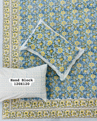 *Pure Hand Block Jumbo King Size Cotton Bedsheets with 2 Zipped Reversable Pillow Covers*✨