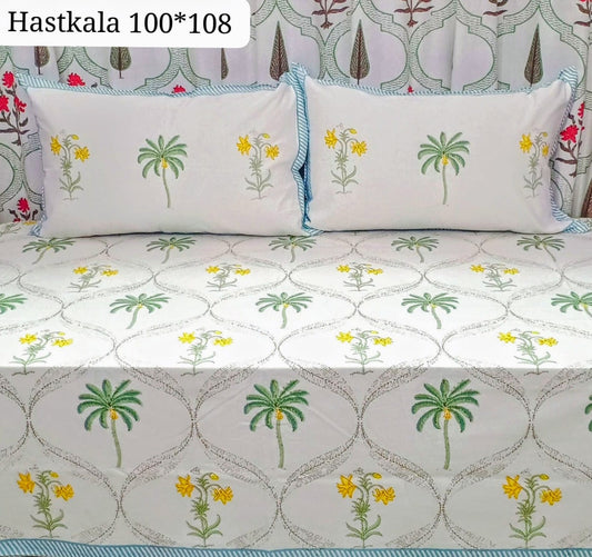 King Size Handlook Bedsheets with 2 Pillow Covers