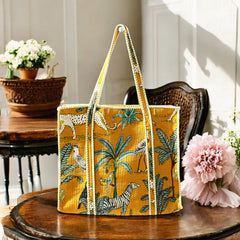 HANDMADE QUILTED TOTE BAG 18 by 18