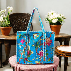 HANDMADE QUILTED TOTE BAG 18 by 18