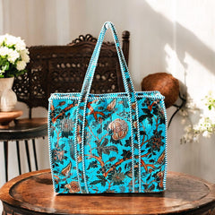 HANDMADE QUILTED TOTE BAG 18 by 18