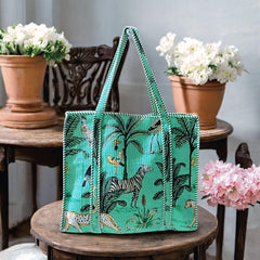 HANDMADE QUILTED TOTE BAG 18 by 18