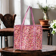 HANDMADE QUILTED TOTE BAG 18 by 18