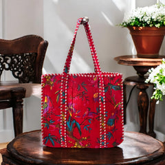 HANDMADE QUILTED TOTE BAG 18 by 18