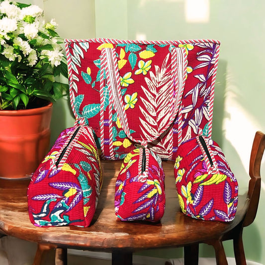 The quilted Tote bag and Pouches combo set