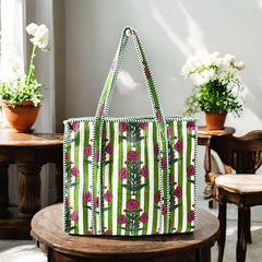 HANDMADE QUILTED TOTE BAG 18 by 18